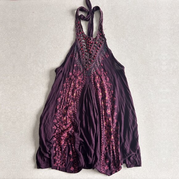 Free People Floral Vines Beaded Halter Tunic ASO Alex Russo - Picture 4 of 10